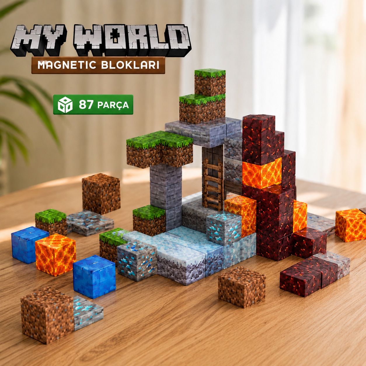 MinzoToys 87 Parça Magnetic My World Yapı Blokları