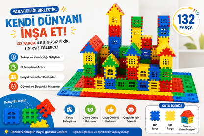 132 Puzzle City Renkli Yapı Blokları