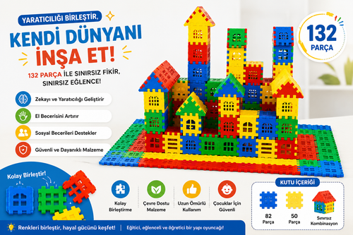 132 Puzzle City Renkli Yapı Blokları