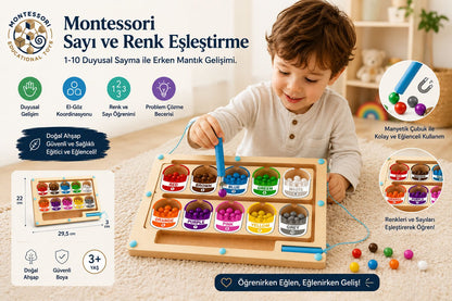MinzoToys Manyetik Ahşap Sayılar Ve Renkler Labirenti