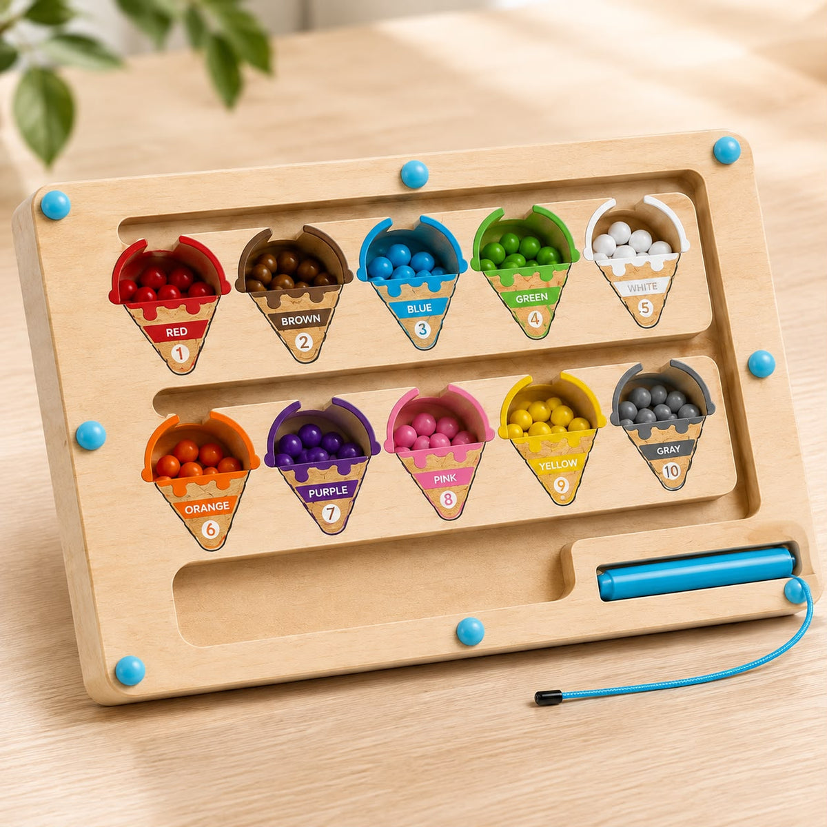 Minzo Toys Manyetik Ahşap Sayılar Ve Renkler Dondurma Labirenti