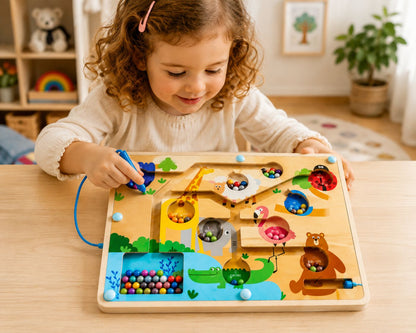 MinzoToys Manyetik Ahşap Hayvanlar Ve Renkler Labirenti